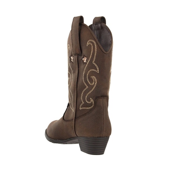 new Mia ☀︎ ︎Vegan Leather Cowboy Boots ☀︎︎ Cognac + Metallic Gold ☀︎ Toddler 5 - Picture 2 of 16